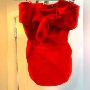 Anthropologie Adelyn Rae Rozina Strapless Bow Top- Red